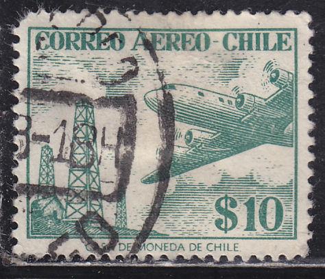 Chile C176 Oil Derricks and Plane 1956