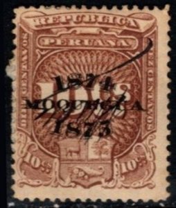 1873 Peru Local Revenue 10 Centavos Moquegua General Stamp Duty Used