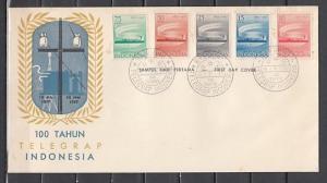Indonesia, Scott cat. 436-440. Telegraph Centenary issue. First day cover. ^