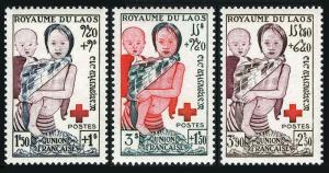 Laos B1-B3,lightly hinged.Michel 31-33. Red Cross 1953.Laotian Children.