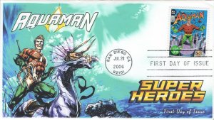 AO-4084r-3, 2006, DC Comics Super Heroes, Aquaman Cover, FDC, Add-on Cachet, Sta