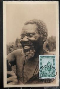 1933 Kigali Ruanda-Urundi Belgium RPPC Postcard Cover Old Muhutu Folk