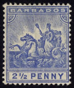 Barbados 1905 2.5d Blue Seal Multi Crown SG 139 Scott 96 LMM/MLH Cat £26($35)