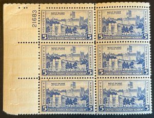 Scott#: 789 - West Point 5¢ 1937 Plate Block of Six MNHOG