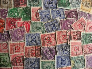 Germany perfin stamps 50 Numeral type. Duplicates?, mixed condition