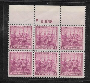 #836 MNH Plate Block of 6