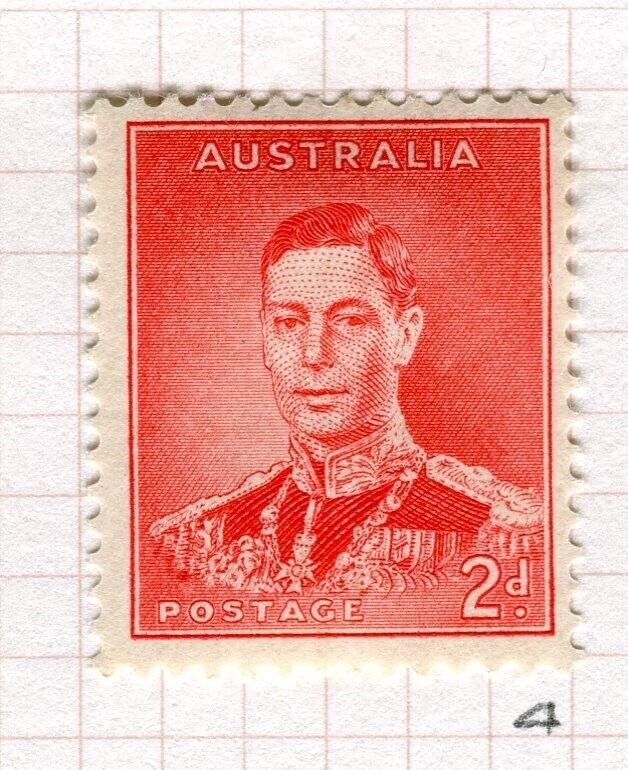 AUSTRALIA; 1937 early GVI Pictorial issue Mint hinged Shade of 2d. value