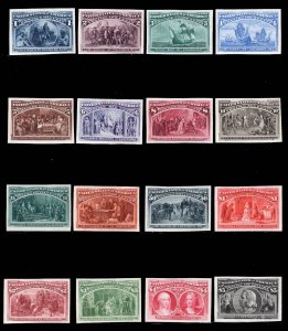 MOMEN: US STAMPS #230P3-245P3 COLUMBIAN SET PLATE PROOFS ON INDIA XF LOT #89753
