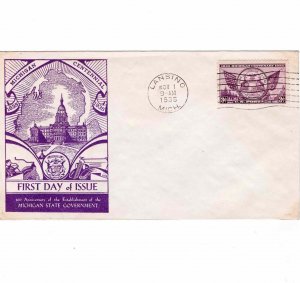 USA 1935 FDC Sc 775 Michigan Centennial Dyer United States First Day Cover