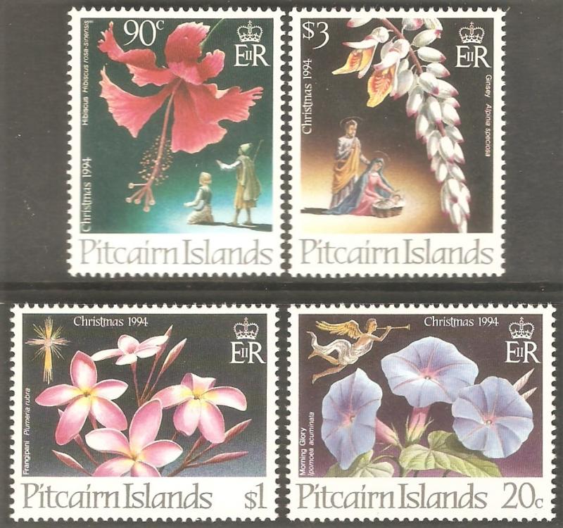 PITCAIRN ISLAND Sc# 411 - 414 MNH FVF Set-4 Christmas Flowers