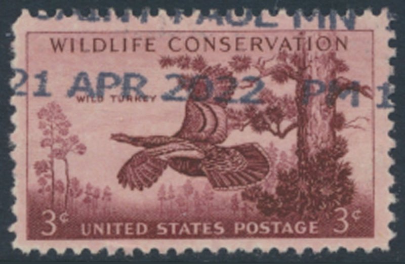 USA SC# 1077  Used  Wild Turkey  oddity cancel see details & scans