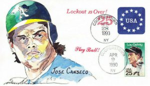 Wild Horse Hand Painted Jose Canseco A's Baseball Lockout #U611 #2417 1990
