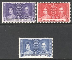 BSI Solomon Islands Scott 64/66 - SG57/59, 1937 Coronation Set MH*