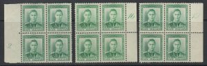 New Zealand, CP M1a, MLH plates 2, 16, 19 blocks of four