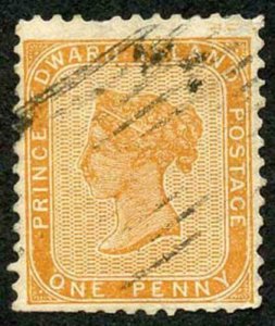 Prince Edward Is  SG9 1863 1d Yellow Orange Used Cat 70 pounds 