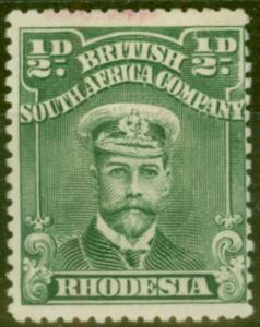 Rhodesia 1913 1/2d Blue-Green SG202 P.15 Fine Mtd Mint