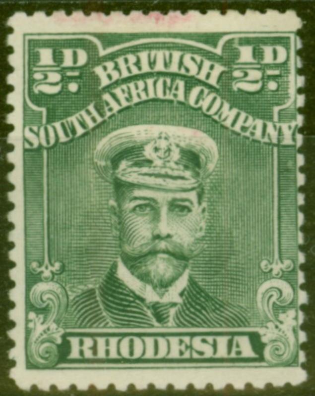 Rhodesia 1913 1/2d Blue-Green SG202 P.15 Fine Mtd Mint