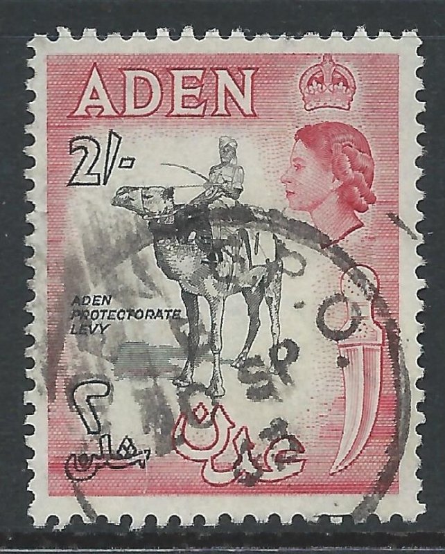 Aden 1956 - QE2 2s black & red wmk Mult Script CA - SG66 used