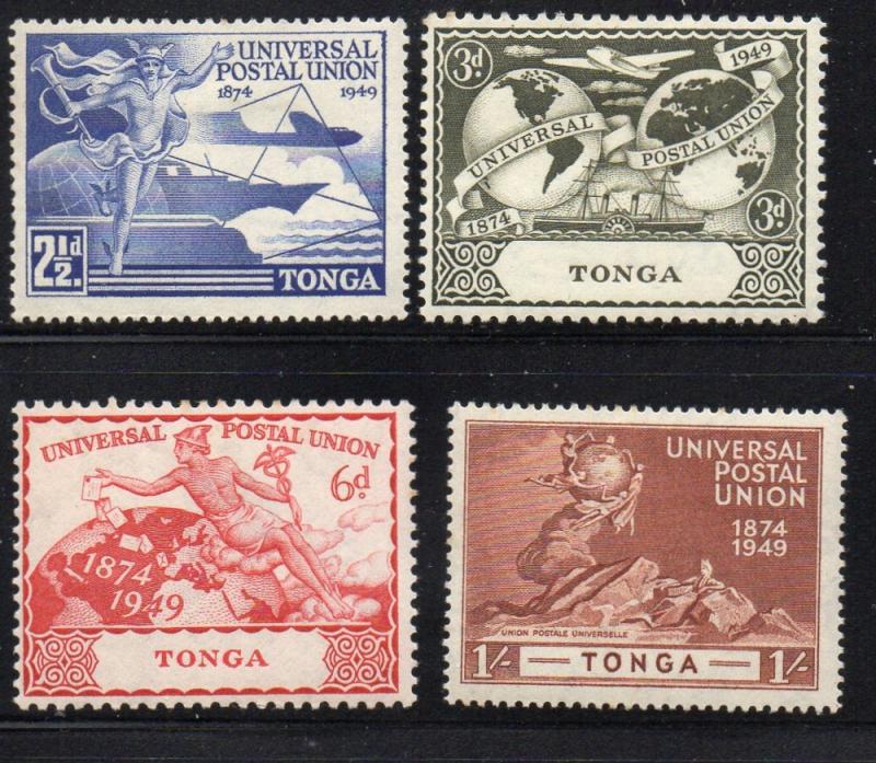 Tonga Sc 87-90 1949 75th UPU Anniversary stamp set mint