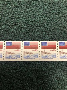 1891 .18 Flag PLATE NUMBER 6 Strip Of 9 Very Fine MNH Very Scarce