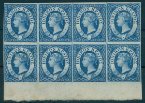 IONIAN ISLANDS 1859, 1d  BLUE, SUPERB BLOCK OF 8 UNUSED,  GUMMED HI/NH - RARE!
