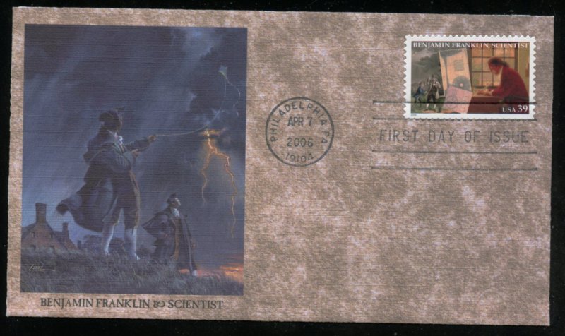 US 4022 Benjamin  Franklin, Scientist UA Fleetwood cachet FDC