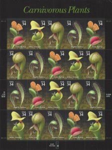 Scott 3528-3531 Carnivorous Plants Mint Not Hinged Pane of 20 .34 Cent Stamps