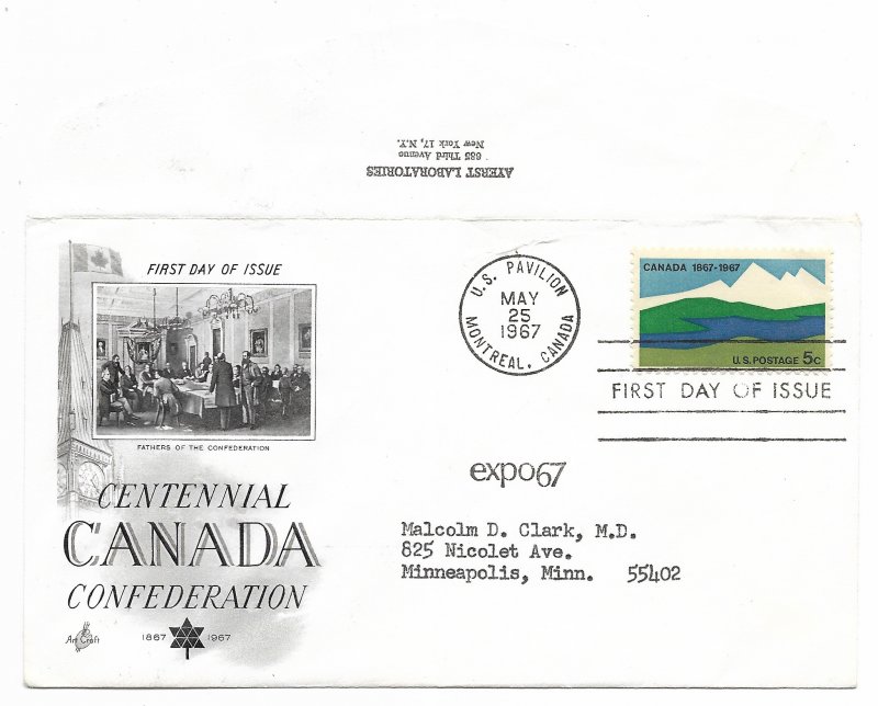 US 1324 (Me-4 Var) 5c Montreal Expo '67 on FDC Artcraft Cachet Variety ECV$12.50