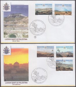 VATICAN Sc #1107-11 SET of 2 SUPERB FDC x 5 DIFF  HOLY PLACES in ISRAEL