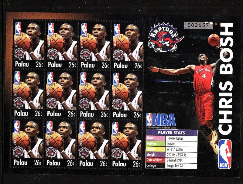 Palau-Sc#801-Unused NH sheet-Sports-Basketball-NBA-Toronto Raptors-Chris Bosh-20