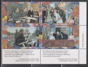 Marshall Islands, 75c VE Day (SC# 516a) MLH BLOCK