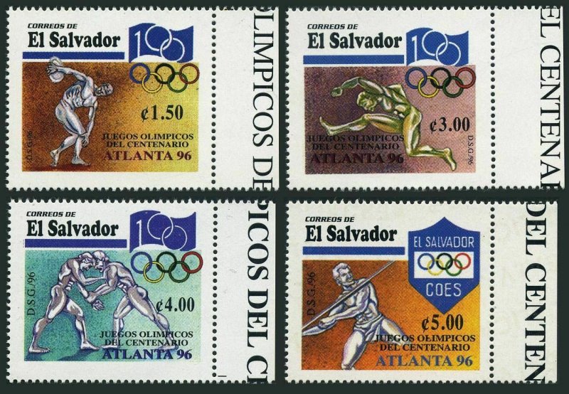 Salvador 1442-1445,MNH.Mi 224-2027. Olympics Atlanta-1996.Early Greek athletes.