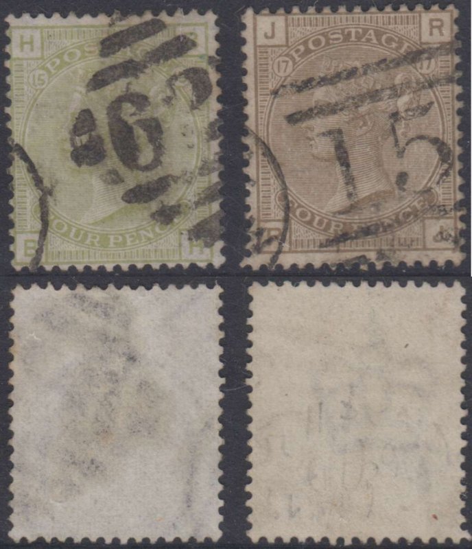 GB 1876-81 QV Sc 70 plate 15 & Sc 84 plate 17 USED F,VF SCV$467.50