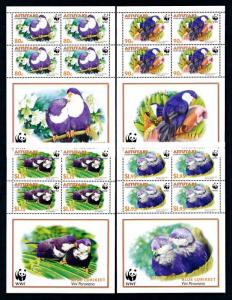 [94493] Aitutaki Cook Islands 2002 Birds Vögel Blue Lorikeet WWF 4 Sheets MNH