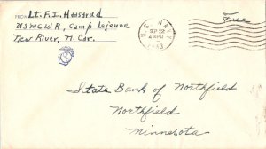 United States Marine Corps Soldier's Free Mail 1943 U.S. Navy Camp Lejeune, N...