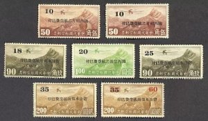 C. China 1941 Airmail Surch in Jap.Currency (7v, UnWmked Cpt) MNH