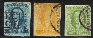 Mexico Sc# 1 2 3 First three stamps of Mexico!!