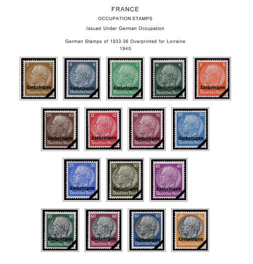 COLOR PRINTED FRANCE SEMI-POSTALS + 1914-1940 STAMP ALBUM PAGES (24 ill. pages)