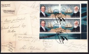 PIONEERS OF TRANSATLANTIC MAIL SERVICE = Official FDC w LL Block Canada 2004