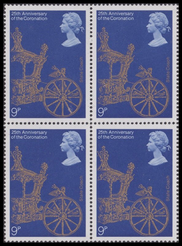 GB 1059 25th Anniversary Coronation 9p block 4 MNH 1978