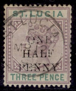 ST. LUCIA QV SG56, ½d on 3d dull mauve & green, FINE USED. Cat £29. CDS