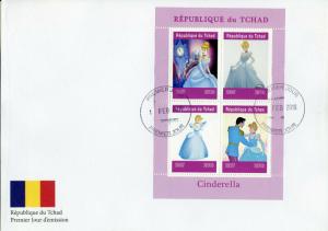 Disney Stamps Chad 2019 FDC Cinderella Cartoons Animation 4v M/S