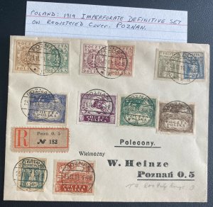 1919 Poznan Poland First Day Cover Locally Used Imperforate Definitive Set