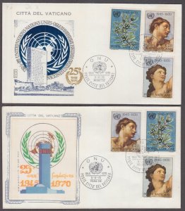 VATICAN Sc #492-4 SET of 2 DIFF FDC X 3 STAMPS 25th ANN of UN - ADAM and EVE