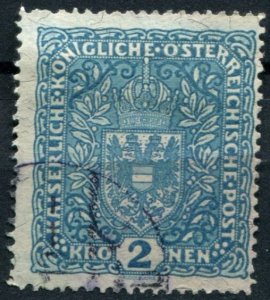 Austria Sc#164 Used, 2k lt bl, Coat of Arms 1916/19 (1917)