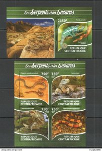 2015 Central Africa Fauna Reptiles Snakes & Lizards Kb+Bl ** Ca278