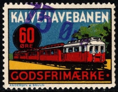 Vintage Denmark Private Railway Local Stamp 75 Ore/60 Ore Kalvehavebanen Used