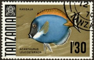 Tanzania 29 - Used - 1sh30p Surgeonfish (1967) (cv $0.90) (2) +
