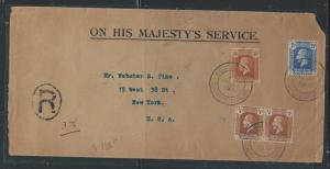 CAYMAN ISLANDS (P0912B) 1932 KGV 1/4DX2+1 1/2D+2 1/2D OHMS COVER TO USA