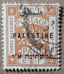 Palestine #17 3m Postage Paid with tri-lingual overprint USED (1920)